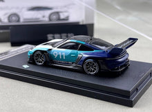 Load image into Gallery viewer, HKM 1:64 Blue White 911 GT3 R 992 Rennsport Sport Model Diecast Metal Car New Collection
