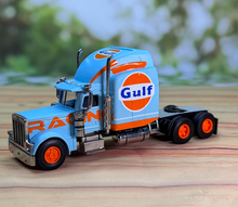 Load image into Gallery viewer, FINE 1:64 Gulf Racing Peterbilt King Hauler Trailer Model Diecast Metal Car
