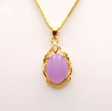 Load image into Gallery viewer, Nature Jade Water Drop Purple Pendant Necklace Gift Jewelry charm Blessing Luck
