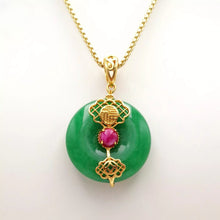 Load image into Gallery viewer, Nature Jade Fortune Round Pendant Necklace Gift Jewelry charm Blessing Lucky Fu
