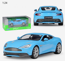 Load image into Gallery viewer, WELLY 1:24 Blue Vanquish Coupe Racing Sports Model Diecast Metal Car
