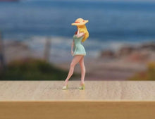 Load image into Gallery viewer, 1:24 Painted Figure Model Miniature Resin Diorama Sand Girl Blue Dress Hat Lady
