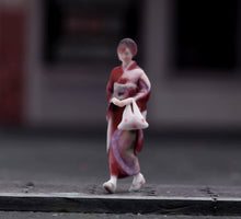 Load image into Gallery viewer, 1:64 Painted Figure Model Miniature Resin Sand Japanese Kimono Woman Walking
