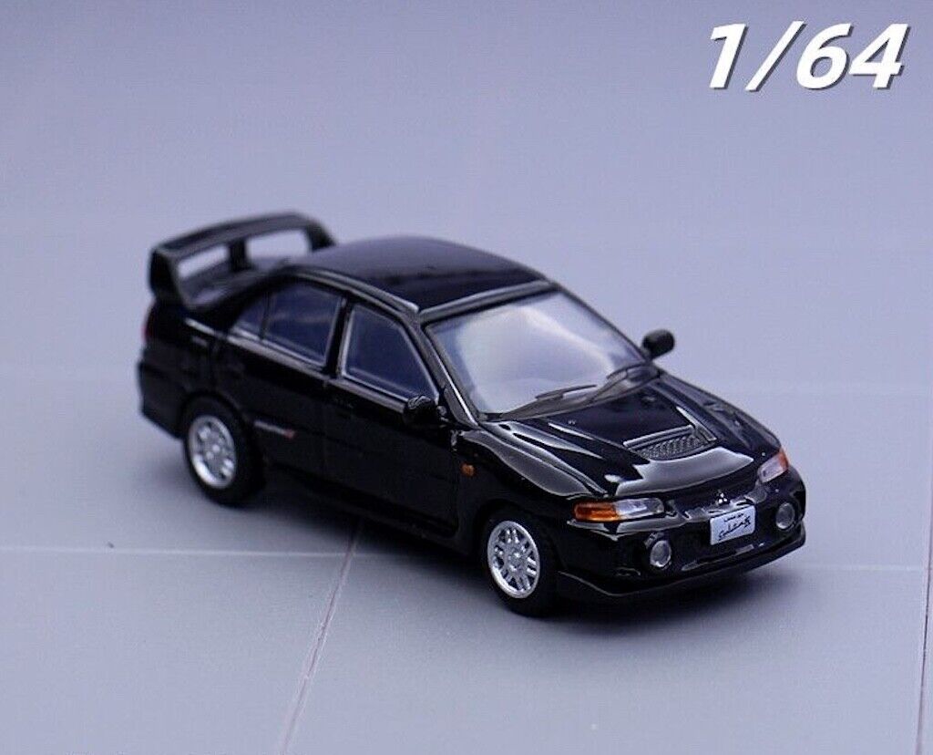 JKM 1:64 Black JDM Mitsubishi Lancer Evolution EVO 4 IV Racing Sport Model Toy Metal Car