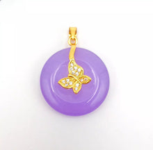Load image into Gallery viewer, Nature Purple Jade Butterfly Pendant Necklace Gift Jewelry charm Blessing Luck G
