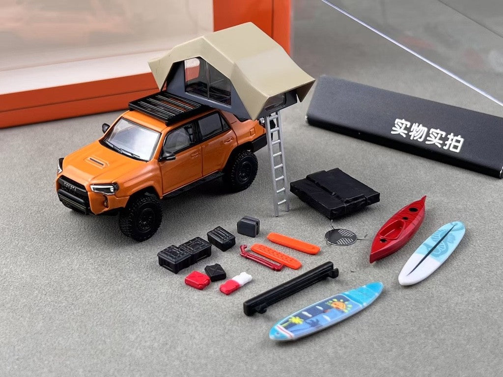 GCD 1:64 Orange 4 Runner TRD Pro N280 Camper Sport Model Diecast Metal Car New Collection