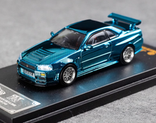 Load image into Gallery viewer, DK 1:64 Blue Carbon Skyline GTR R34 Racing Sport Model Diecast Metal Car New Collection
