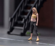 Load image into Gallery viewer, 1:64 Painted Figure Model Miniature Resin Sand Beauty Girl Sporty Yellow Top
