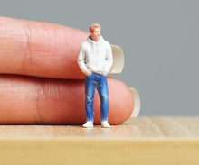 Load image into Gallery viewer, 1:64 Painted Figure Model Miniature Resin Diorama Sand Hoodie Denim Boy Man
