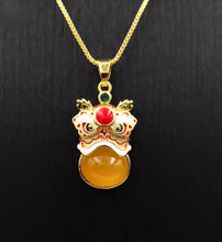 Load image into Gallery viewer, Nature Jade Traditional Lion Pendant Necklace Gift  Jewelry charm Blessing Orang
