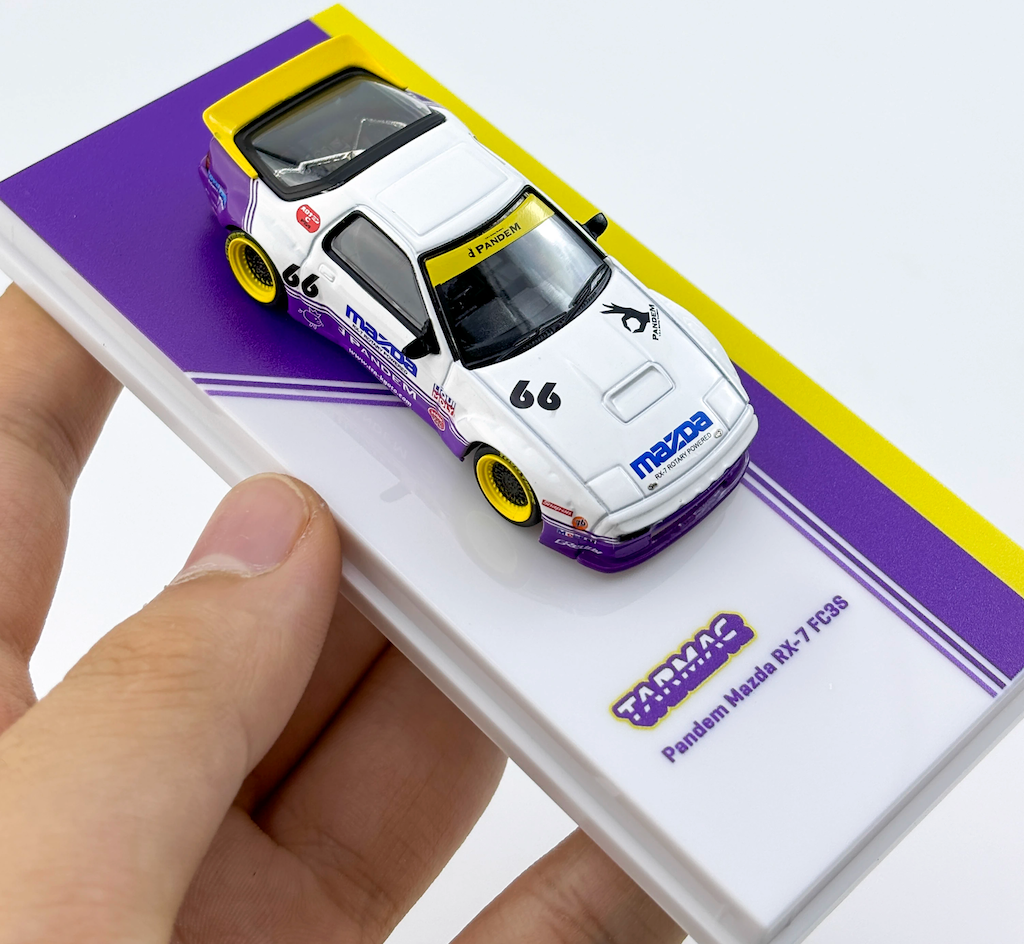 Tarmac 1:64 White JDM RX-7 FC3S Pandem #66 Sports Model Diecast Metal Car New Collection