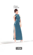Load image into Gallery viewer, 1:64 Painted Figure Model Miniature Resin Diorama Sand Toy Qipao Cheongsam Lady New
