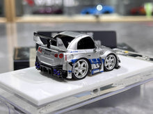 Load image into Gallery viewer, KR 1:64 Silver LBWK GTR R35 Cute Q Sports Model Diecast Resin Car New Collection
