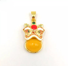 Load image into Gallery viewer, Nature Jade Traditional Lion Pendant Necklace Gift  Jewelry charm Blessing Orang
