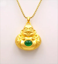 Load image into Gallery viewer, Nature Jade Laughing Budha Pendant Necklace Gift Jewelry charm Blessing Fortune
