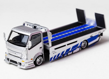 Load image into Gallery viewer, TM 1:64 Silver GTR R35 H300 Flatbed Trailer Truck Model Diecast Metal Car New Collection
