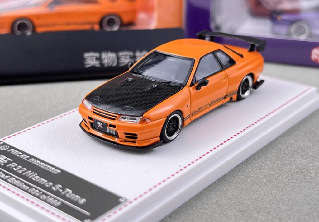 FH 1:64 Orange Skyline GTR R32 Top Secret Sports Model Diecast Metal Car New Collection