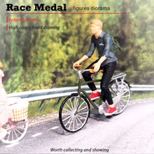 Load image into Gallery viewer, 1:64 Painted Figure Mini Model Miniature Resin Diorama People Pastoral Bicycle
