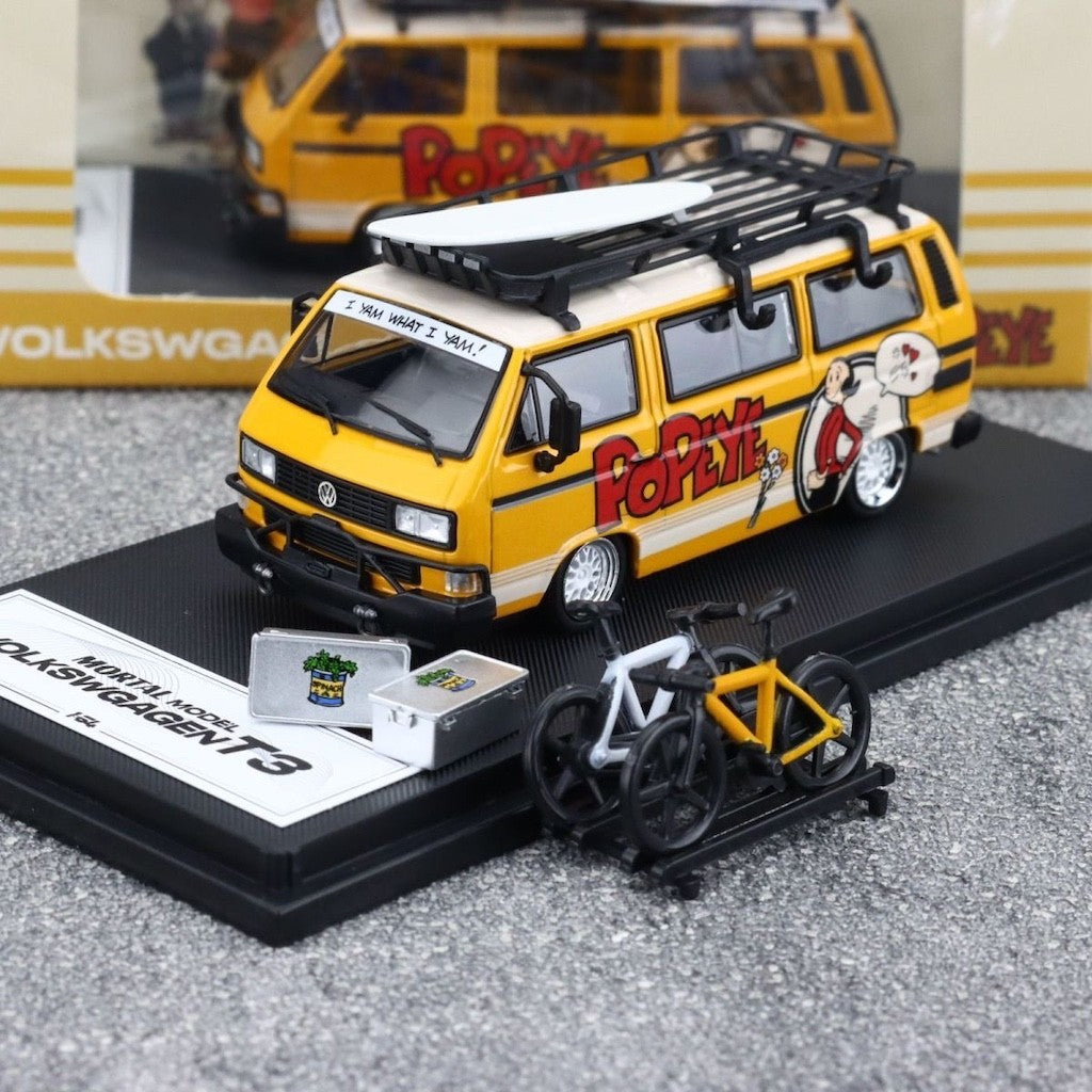 Mortal 1:64 Yellow VW T3 Multi Van Camper Sport Model Diecast Metal Car BN