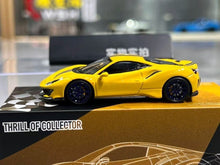 Load image into Gallery viewer, TOC 1:64 Yellow 488 Pista Coupe Sports Model Diecast Metal Car New Collection

