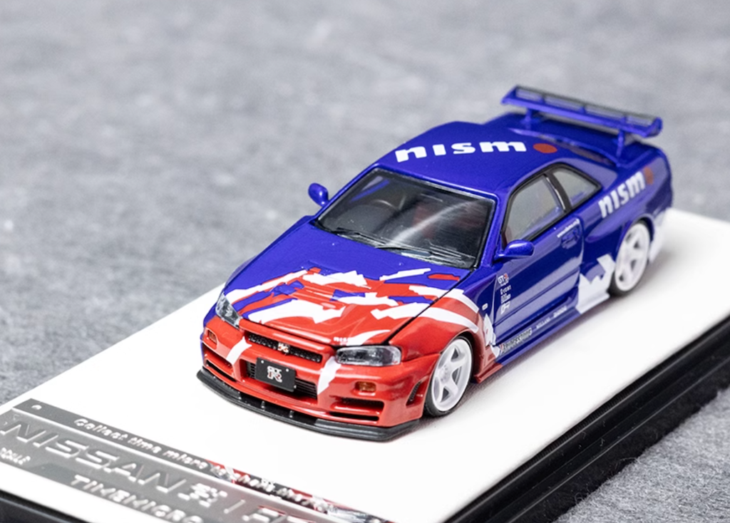 TM 1:64 Blue Skyline GTR R34 Nismo Sports Model Diecast Metal Car New Collection
