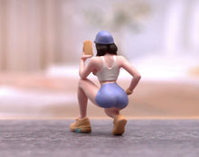Load image into Gallery viewer, 1:64 Painted Figure Model Miniature Resin Sand Gym Fit Girl Sporty Woman Cap
