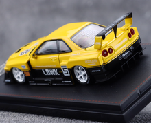 Load image into Gallery viewer, SW 1:64 Yellow Black Skyline GTR ER34 LBWK #5 Sports Model Diecast Metal Car
