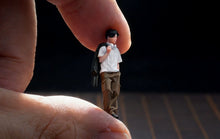 Load image into Gallery viewer, 1:64 Painted Figure Model Miniature Resin Diorama Toy Sand Cool Man Walking Boy
