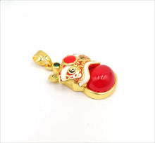 Load image into Gallery viewer, Nature Jade Traditional Lion Pendant Necklace Gift  Jewelry charm Blessing Red
