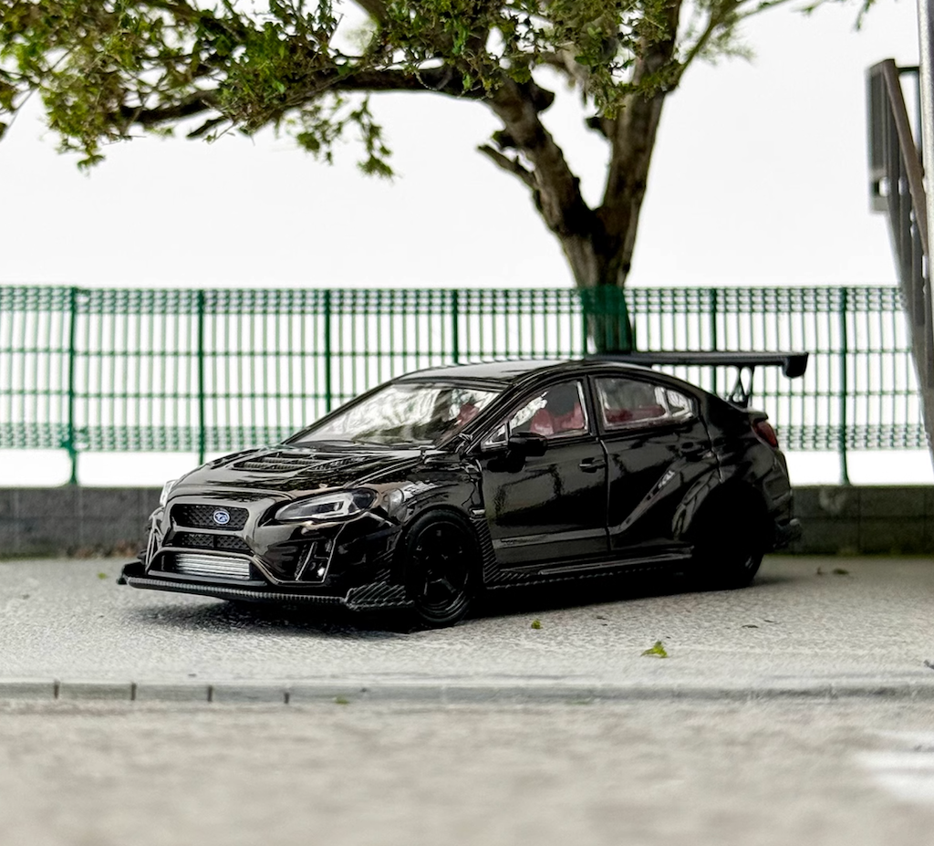 CM 1:64 Plating Black Impreza WRX Varis Sports Model Diecast Metal Car New Collection