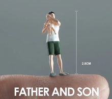 Load image into Gallery viewer, 1:64 Painted Figure Mini Model Miniature Car Scenes Resin Father Son Man Baby
