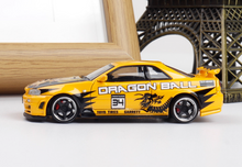 Load image into Gallery viewer, FS 1:64 Yellow Dragon Skyline GTR R34 Sports Model Diecast Metal Car BN
