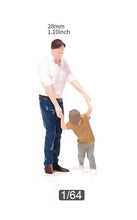 Load image into Gallery viewer, 1:64 Painted Figure Model Miniature Resin Diorama Sand Father and Son Playing New
