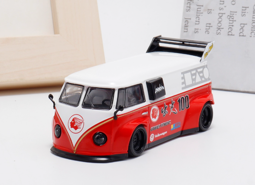 BSC 1:64 Red VW T1 Mini Van 100 Sports Model Diecast Metal Car New Collection