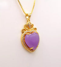 Load image into Gallery viewer, Nature Jade Purple Heart Pendant Necklace Gift Jewelry charm Blessing Lucky new
