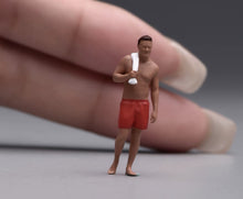 Load image into Gallery viewer, 1:64 Painted Figure Model Miniature Resin Sand Man With Swimming Suit Towel
