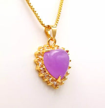 Load image into Gallery viewer, Nature Jade Purple Heart Pendant Necklace Gift Jewelry charm Blessing Lucky New
