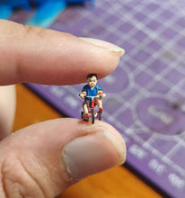 Load image into Gallery viewer, 1:64 Painted Figure Model Miniature Resin Sand Toy Cycling Kid Boy Bicycle Child
