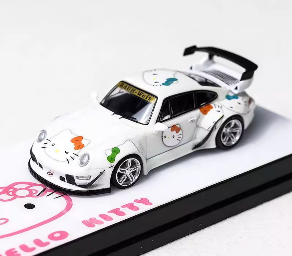 1:64 Luminous White RWB 993 Cartoon Classic Sports Model Diecast Metal Car BN