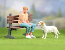 Load image into Gallery viewer, 1:64 Painted Figure Mini Model Miniature Resin Diorama Blond Sitting Posture Man
