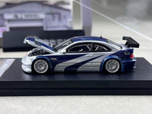 Load image into Gallery viewer, MJ 1:64 NFS Silver Blue M3 GTR E46 Coupe Sports Model Diecast Metal Car New Collection
