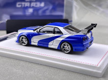 Load image into Gallery viewer, FH 1:64 NFS Silver Skyline GTR R34 C West Sports Model Diecast Metal Car New Collection
