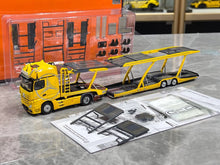 Load image into Gallery viewer, 1:64 Yellow AMG Actros Gigaspace 4x2 Trailer Truck Model Diecast Metal Car
