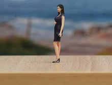 Load image into Gallery viewer, 1:64 Painted Figure Model Miniature Resin Diorama Sand Girl in Black Dress Lady
