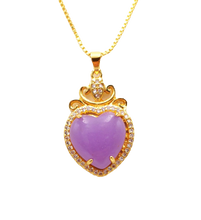 Load image into Gallery viewer, Nature Jade Purple Heart Pendant Necklace Gift Jewelry charm Blessing Lucky new
