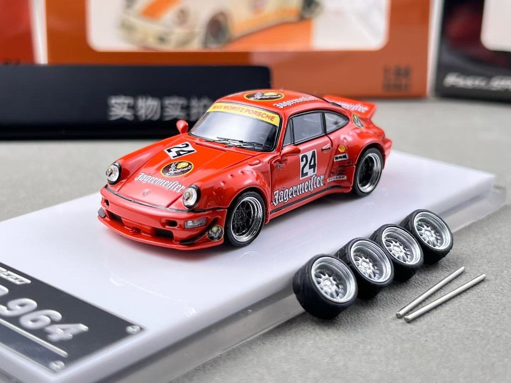 FS 1:64 Orange RWB 964 #24 Classic Sports Model Diecast Metal Car New Collection
