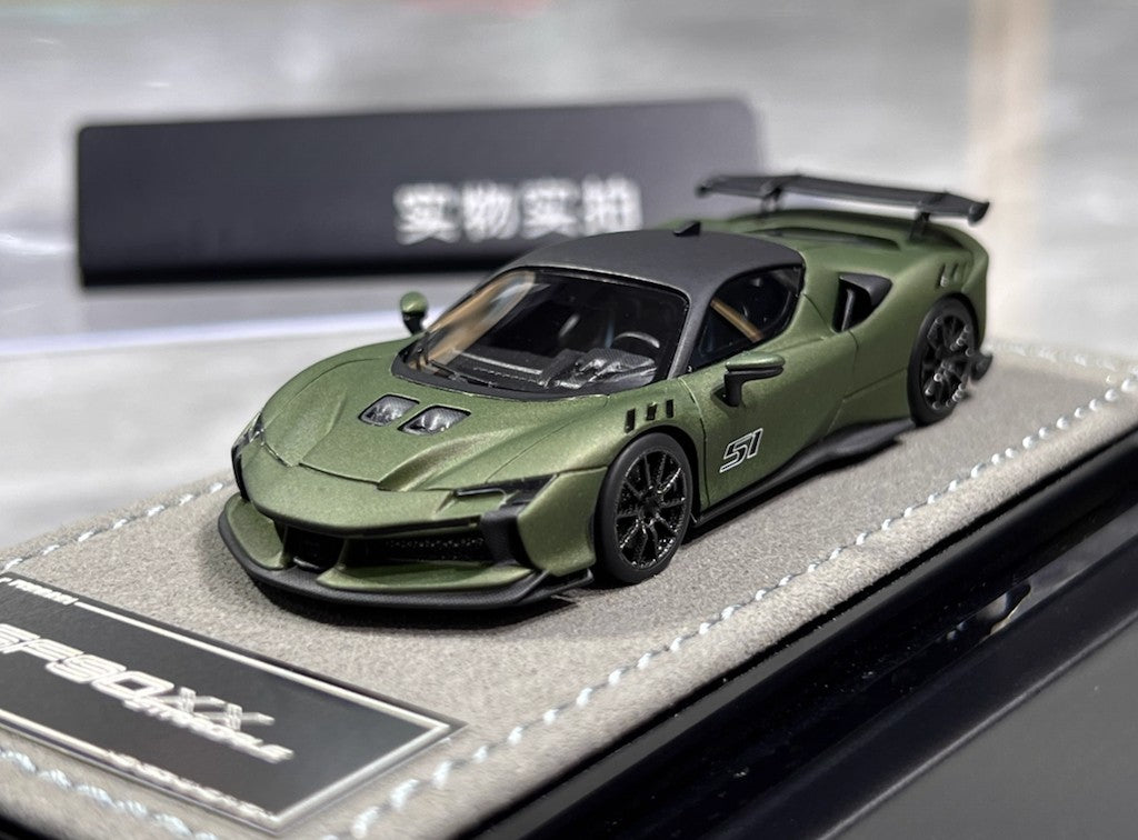 HH 1:64 Matte Green SF90 XX Stradale Sports Model Diecast Resin Car BN
