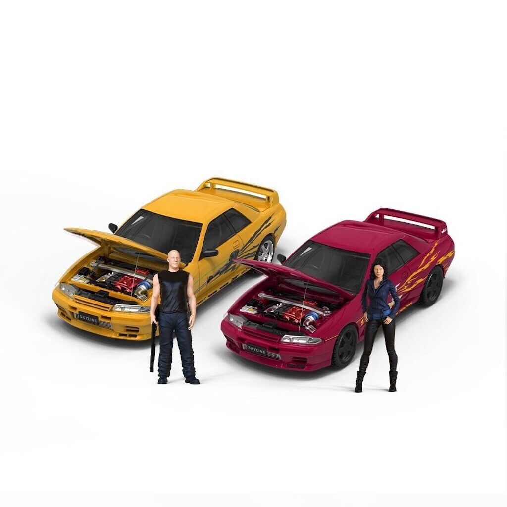 TM 1:64 JDM Fast GTR Skyline R32 Figure Sports Model Diecast Metal Car ...