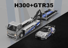 Load image into Gallery viewer, TM 1:64 Silver GTR R35 H300 Flatbed Trailer Truck Model Diecast Metal Car New Collection
