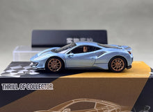 Load image into Gallery viewer, TOC 1:64 Ice Blue 488 Pista Coupe Sports Model Diecast Metal Car New Collection
